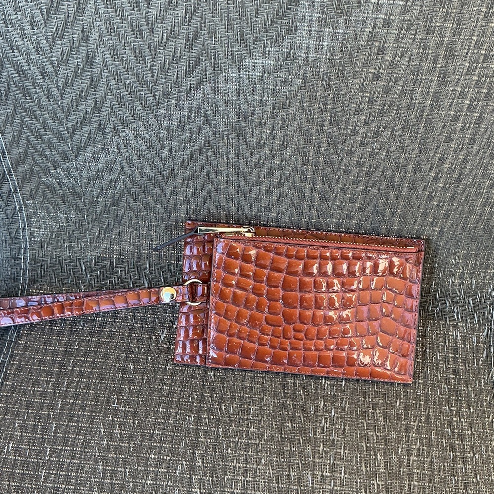 Vince Camuto Jann Brown Patent Leather Wristlet